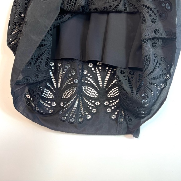 NWT Shoshanna Ari Laser Cut Midi Eyelet Dress Black Size 2 - Picture 11 of 16